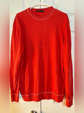 Bugatchi Men’s XL Orange Cotton Linen Crewneck Sweater Lightweight Pullover